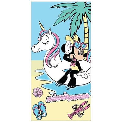 Serviette de bain ou de plage minnie personnalisable, vendu par rêves de fil.