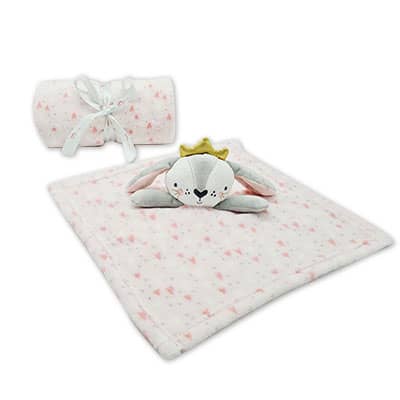 Coffret doudou souris Sissi avec couronne et avec son plaid personnalisable vendu par rêves de fil.