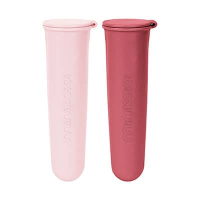 Icy Pops : Set de moules à glace en silicone, couleur rose. Vendu par Rêves de Fil.