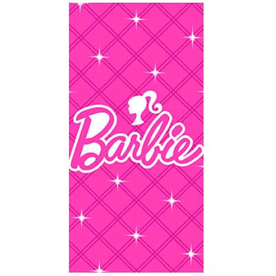 Serviette de bain ou de plage barbie personnalisable, vendu par rêves de fil.