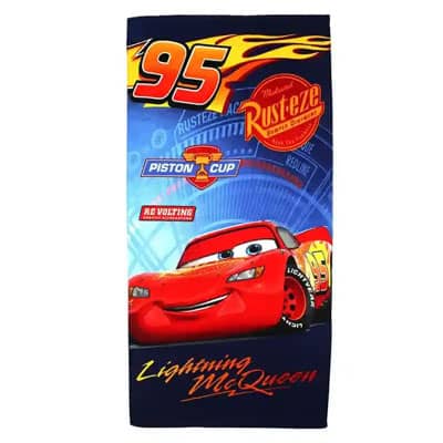 Serviette de bain ou de plage Cars Flash Mcqueen personnalisable, vendu par rêves de fil.