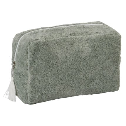 Trousse de toilette en bambou avec une doublure imperméable, couleur Vert de gris. Vendu par Rêves de Fil.